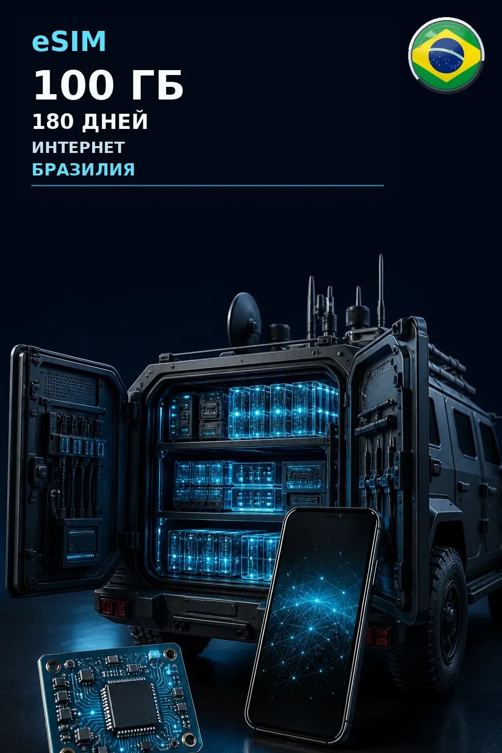 eSIM Бразилия — 100 ГБ, 180 дней — интернет