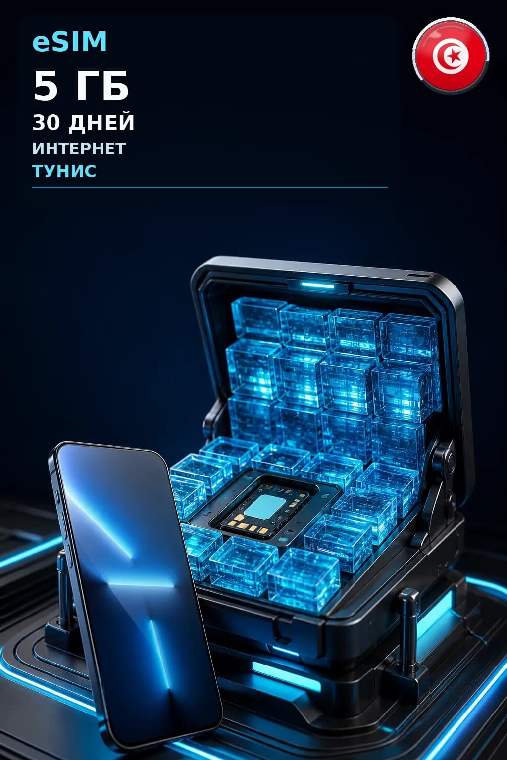 eSIM Тунис — 5 ГБ, 30 дней — интернет