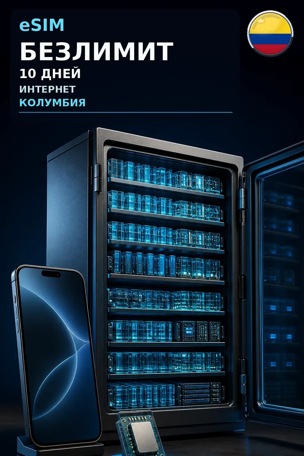 eSIM Колумбия — БЕЗЛИМИТ, 10 дней — интернет