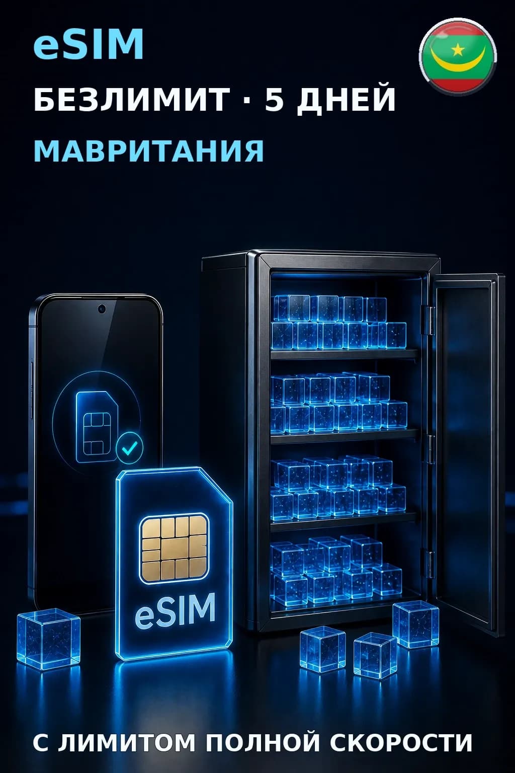 eSIM Мавритания — БЕЗЛИМИТ, 5 дней — интернет
