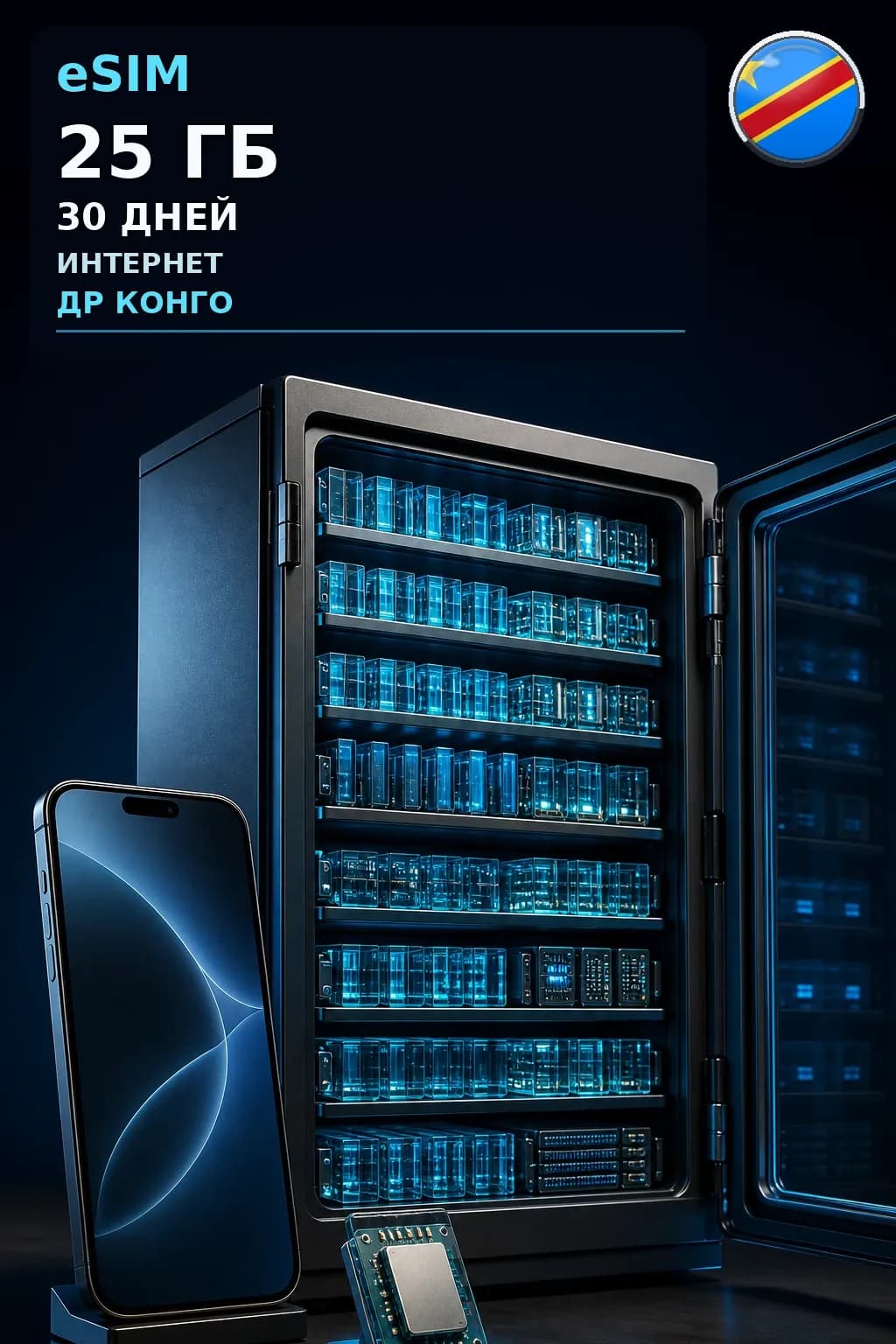 eSIM Др Конго — 25 ГБ, 30 дней — интернет