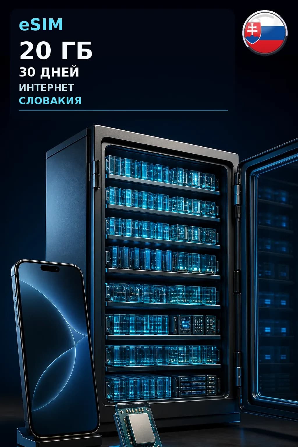 eSIM Словакия — 20 ГБ, 30 дней — интернет
