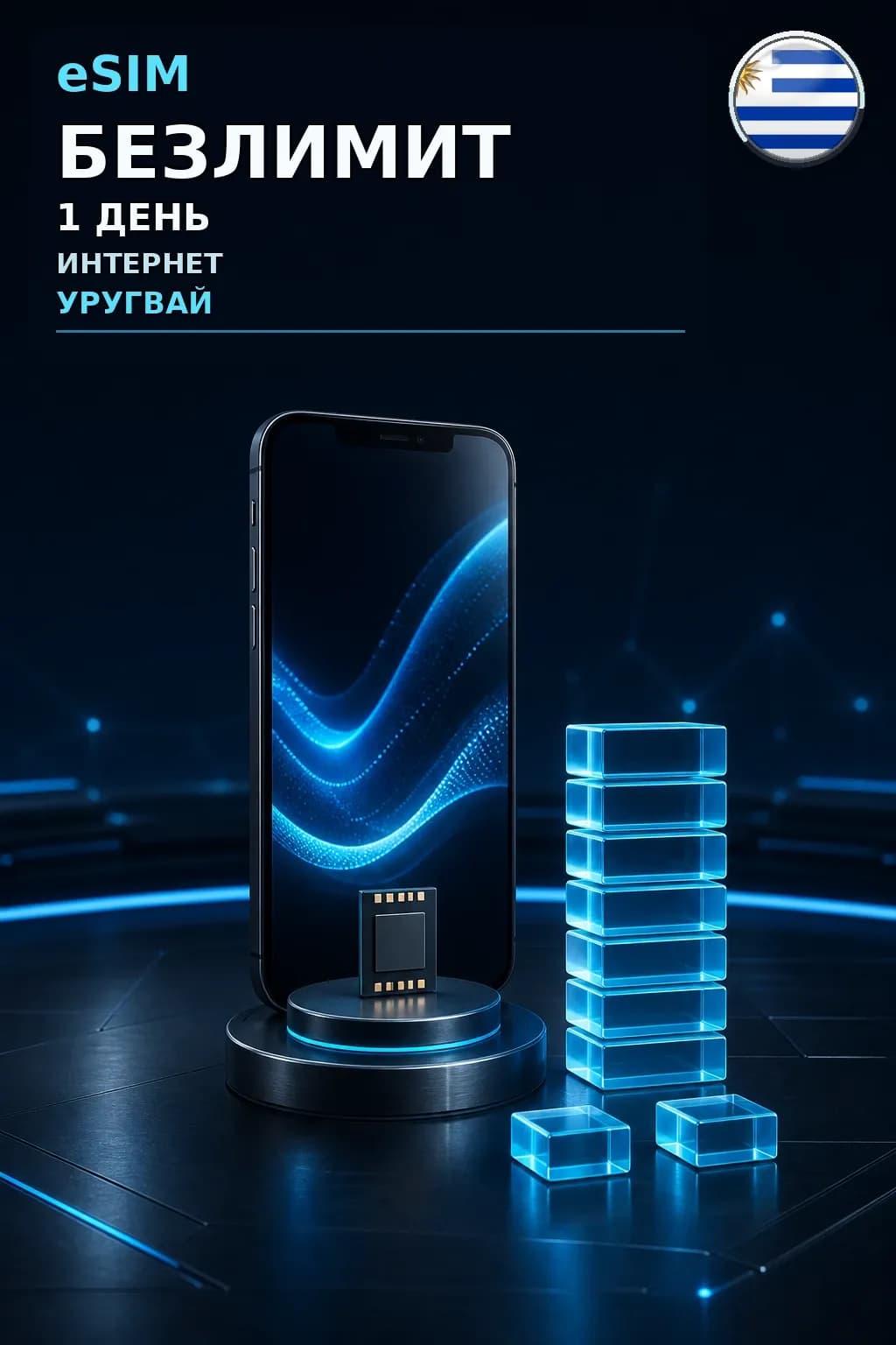 eSIM Уругвай — БЕЗЛИМИТ, 1 день — интернет