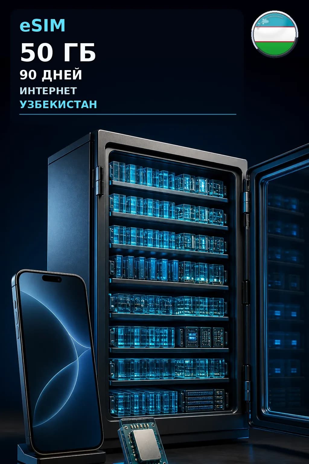 eSIM Узбекистан — 50 ГБ, 90 дней — интернет