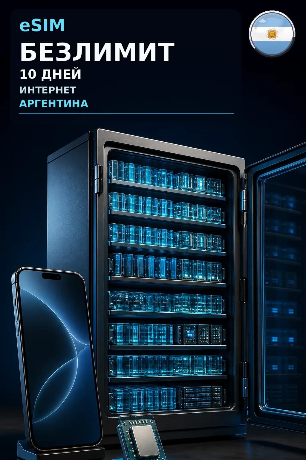 eSIM Аргентина — БЕЗЛИМИТ, 10 дней — интернет