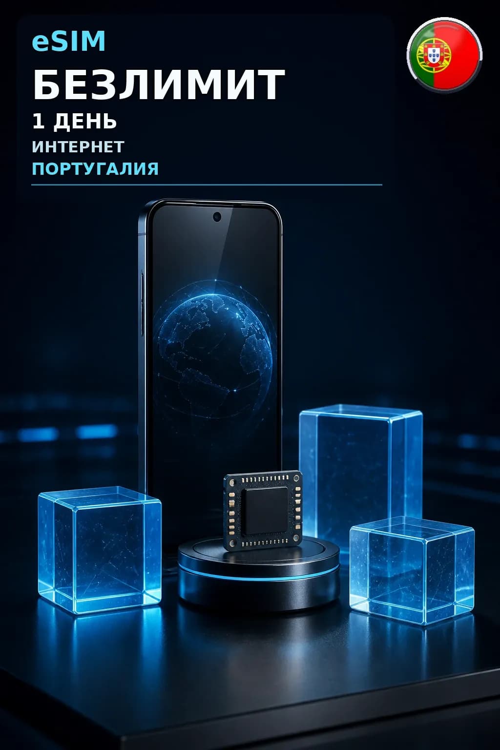 eSIM Португалия — БЕЗЛИМИТ, 1 день — интернет