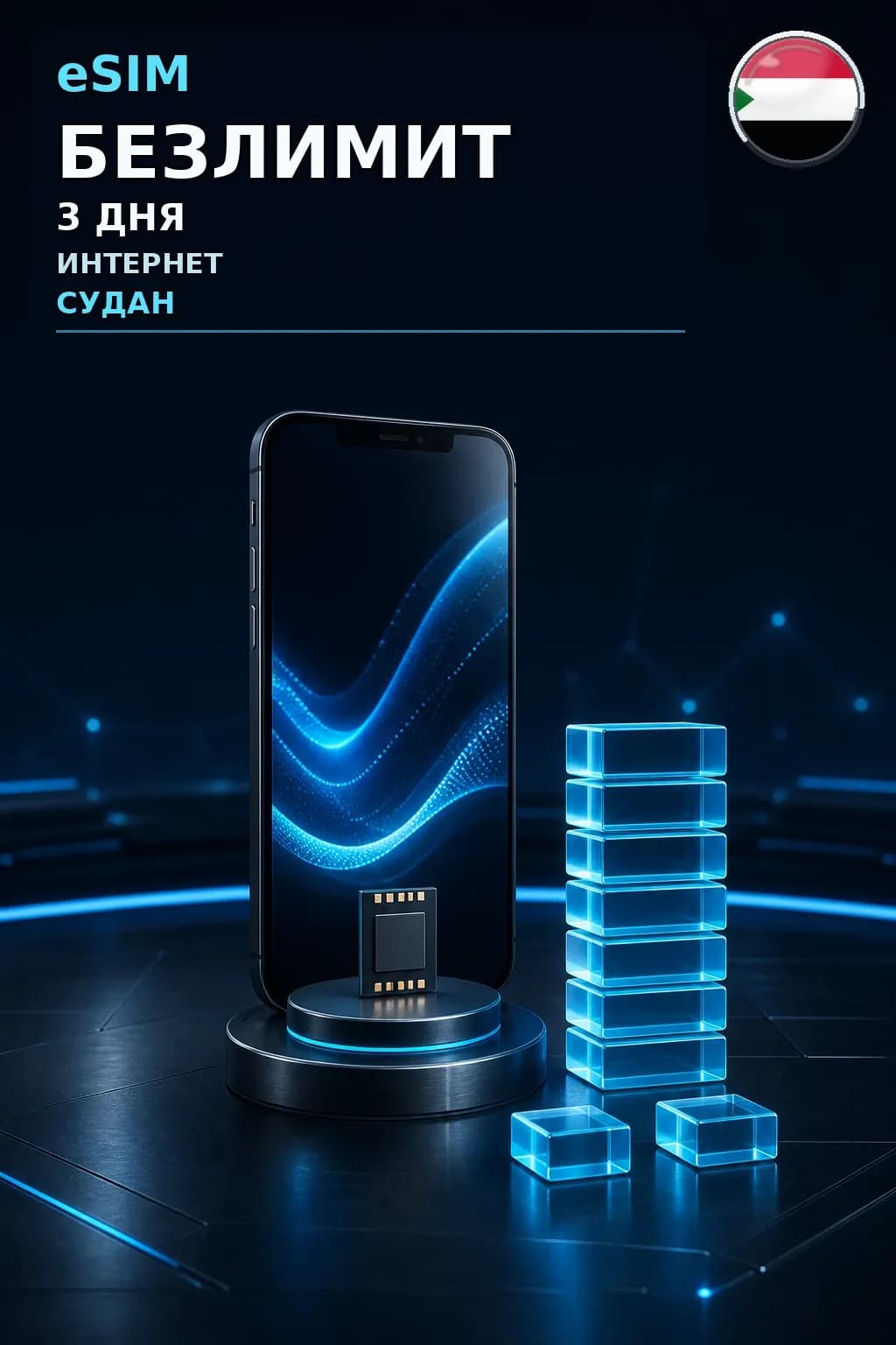 eSIM Судан — БЕЗЛИМИТ, 3 дня — интернет