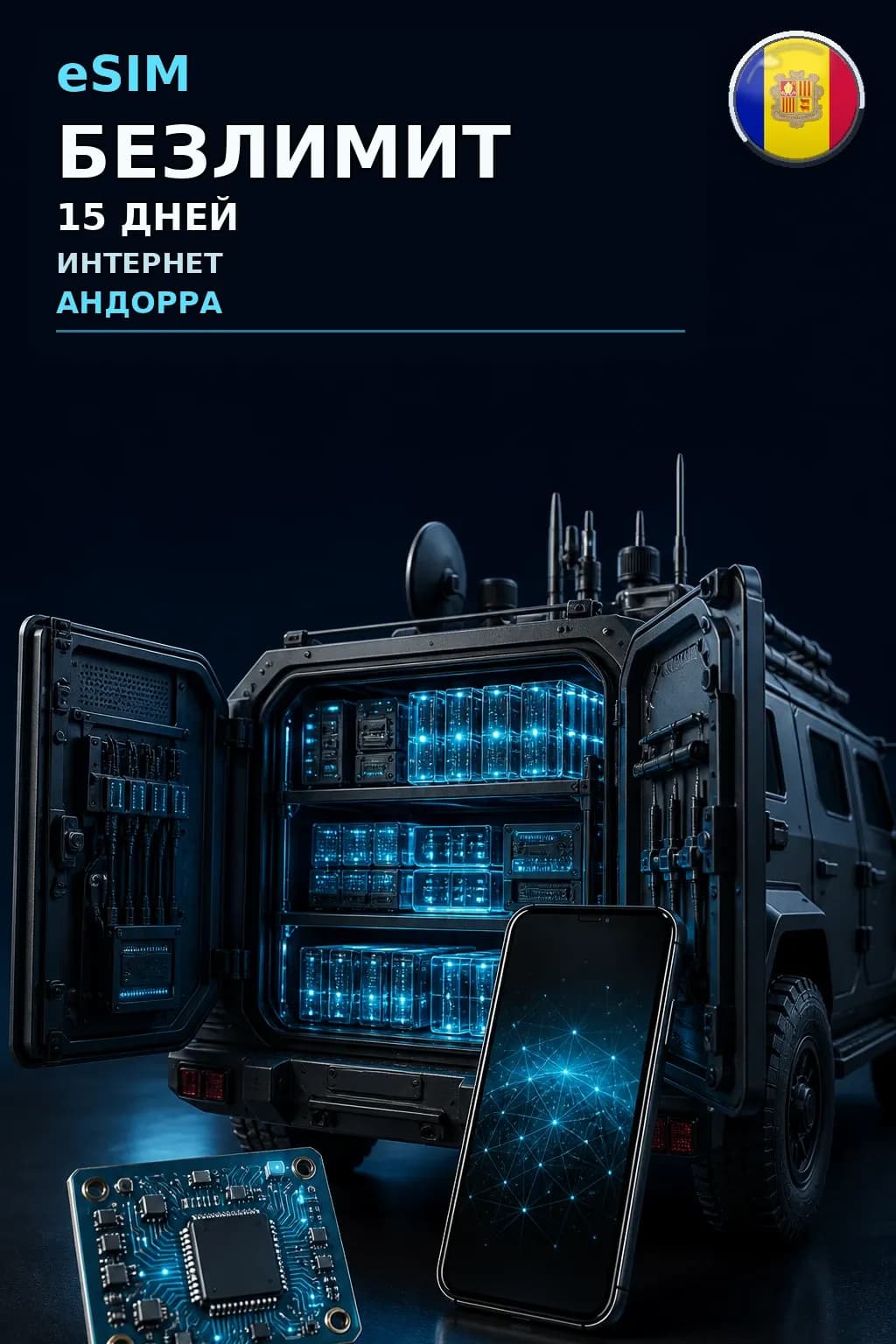 eSIM Андорра — БЕЗЛИМИТ, 15 дней — интернет