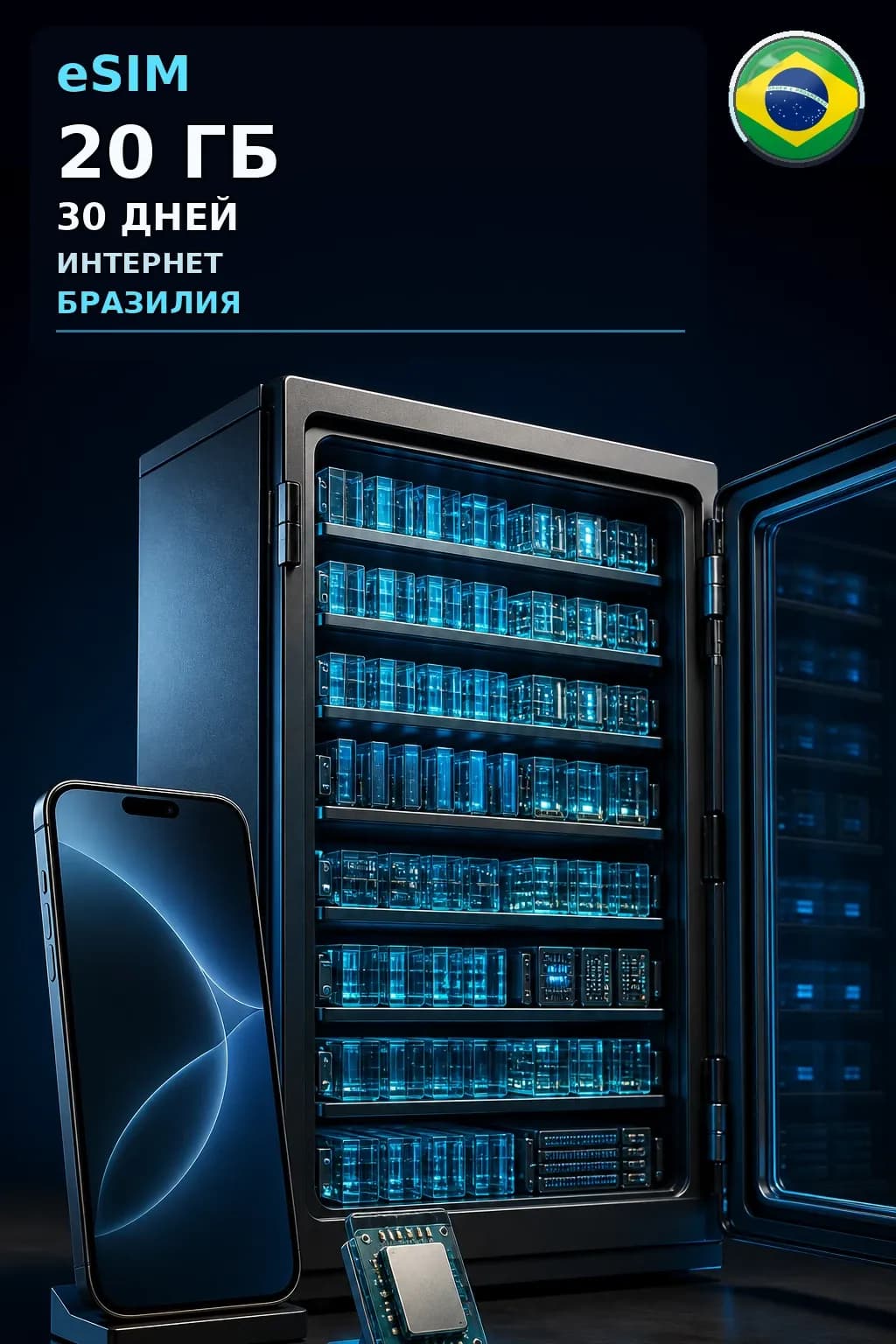 eSIM Бразилия — 20 ГБ, 30 дней — интернет