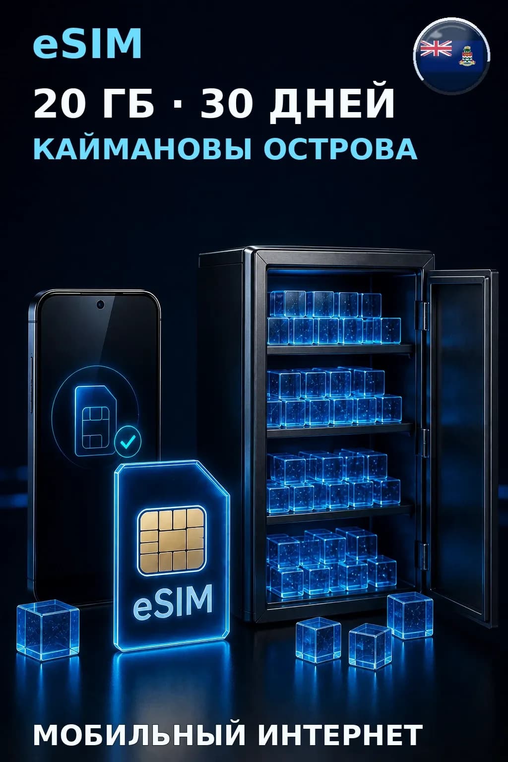 eSIM Каймановы Острова — 20 ГБ, 30 дней — интернет
