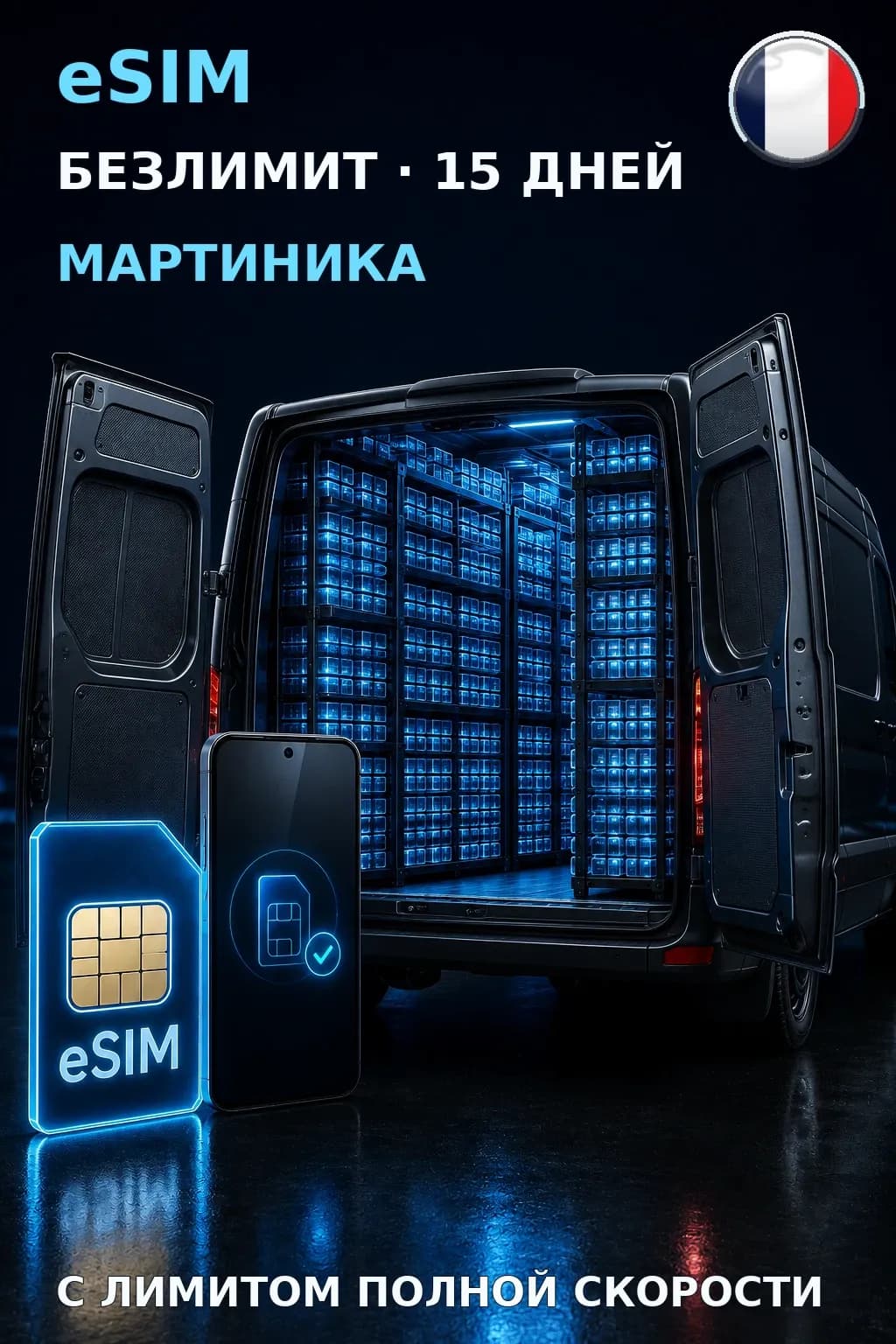 eSIM Мартиника — БЕЗЛИМИТ, 15 дней — интернет