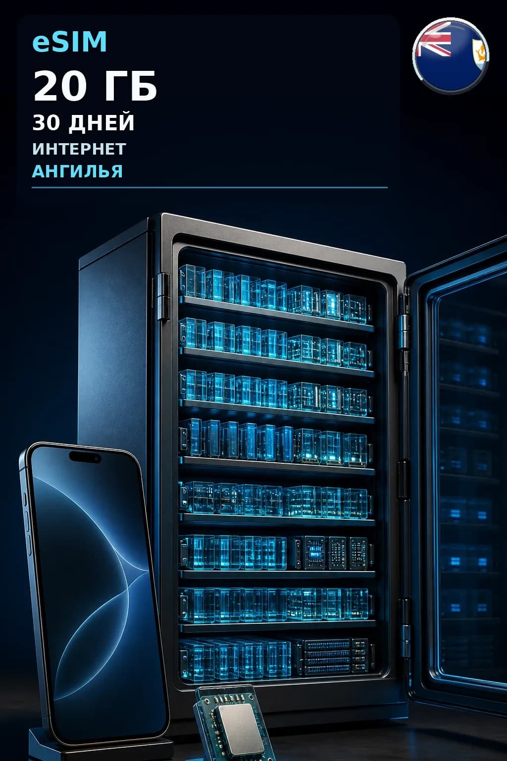 eSIM Ангилья — 20 ГБ, 30 дней — интернет
