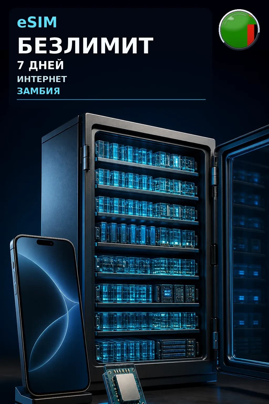 eSIM Замбия — БЕЗЛИМИТ, 7 дней — интернет