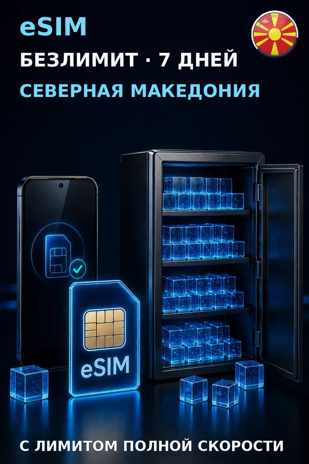 eSIM Северная Македония — БЕЗЛИМИТ, 7 дней — интернет