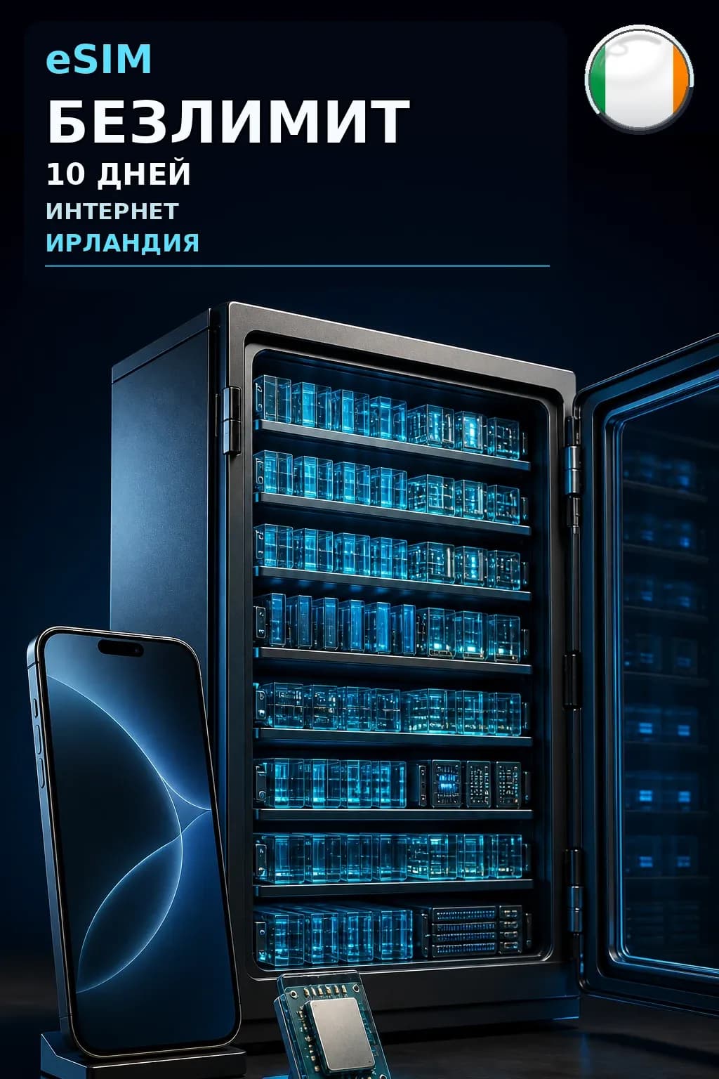 eSIM Ирландия — БЕЗЛИМИТ, 10 дней — интернет