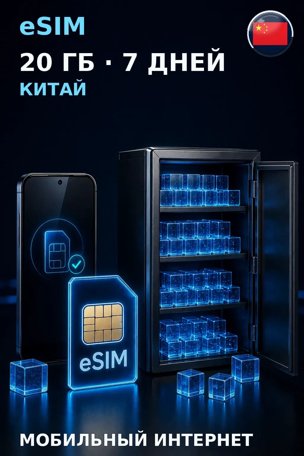 eSIM Китай — 20 ГБ, 7 дней — интернет