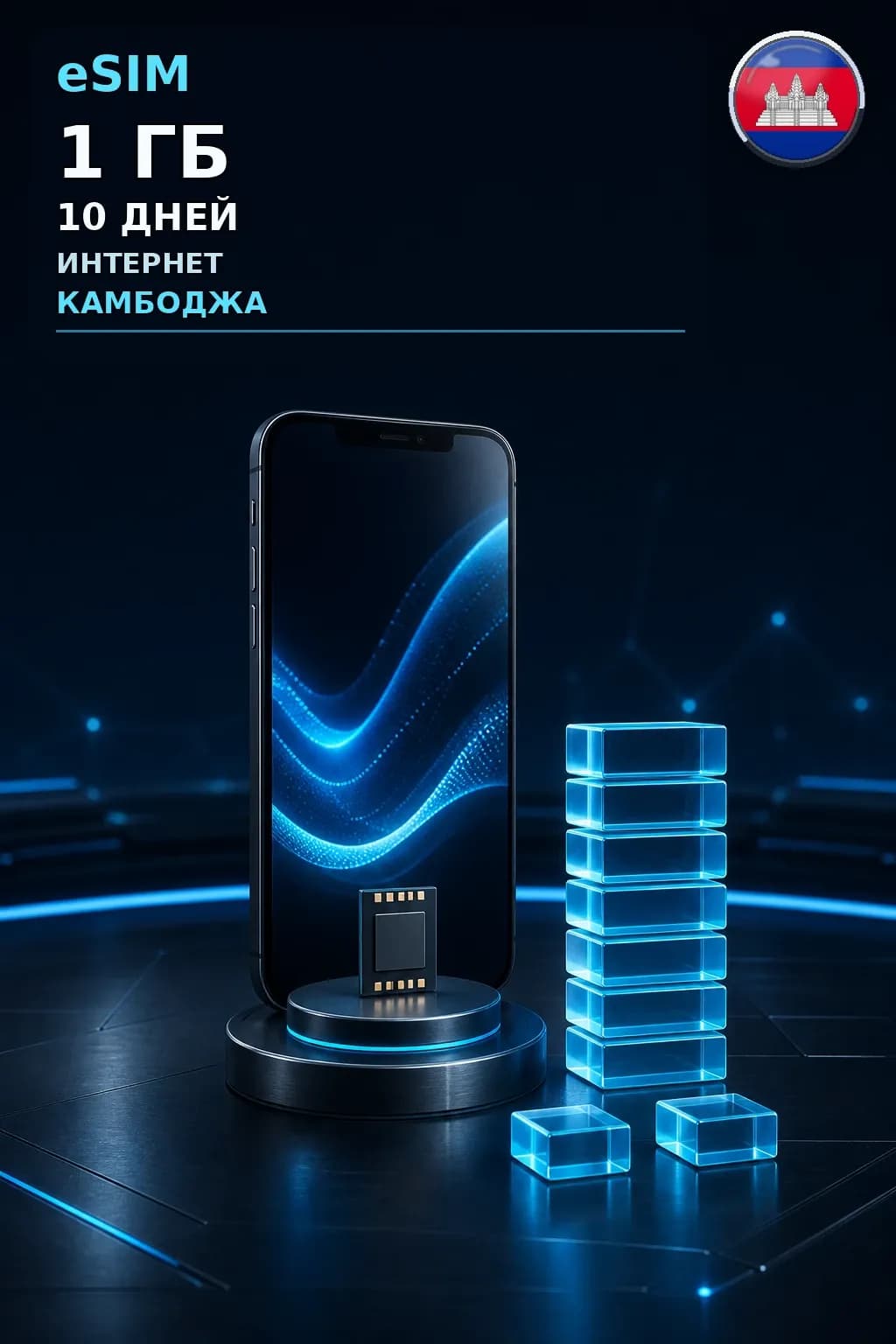 eSIM Камбоджа — 1 ГБ, 10 дней — интернет