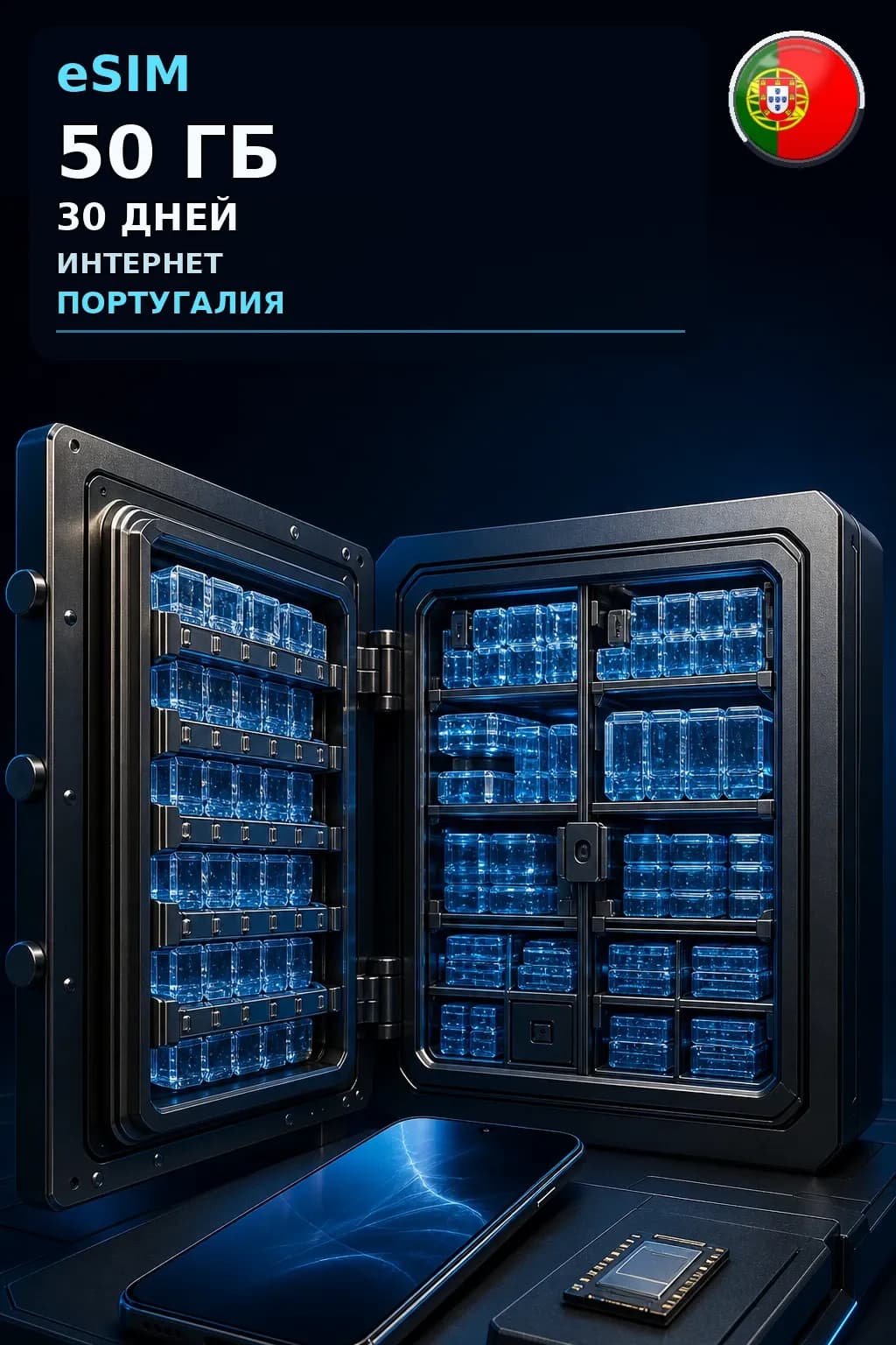 eSIM Португалия — 50 ГБ, 30 дней — интернет