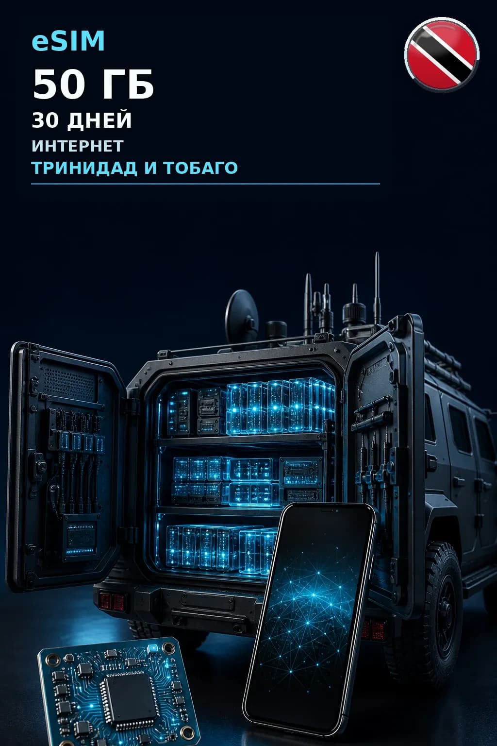 eSIM Тринидад и Тобаго — 50 ГБ, 30 дней — интернет