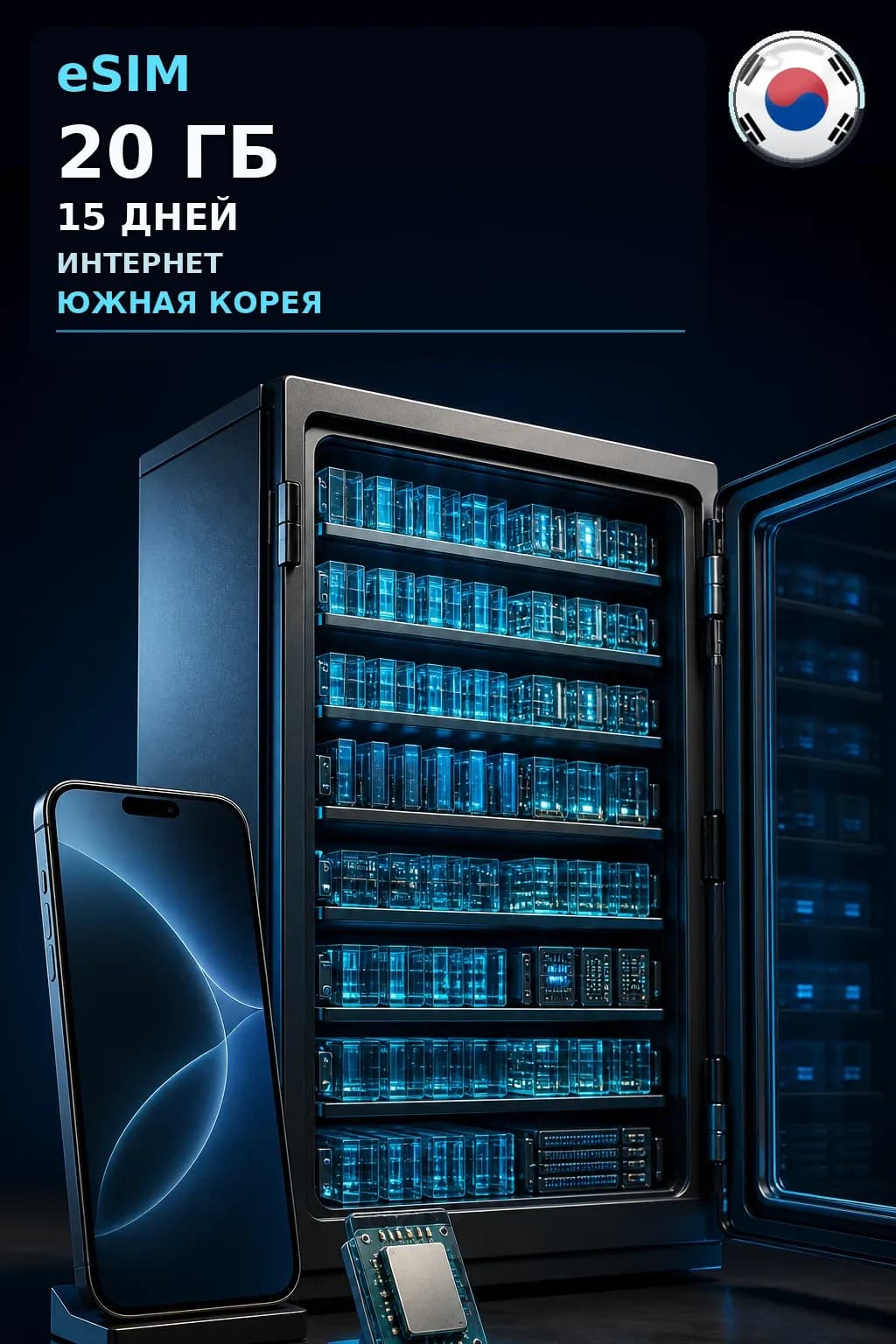 eSIM Южная Корея — 20 ГБ, 15 дней — интернет