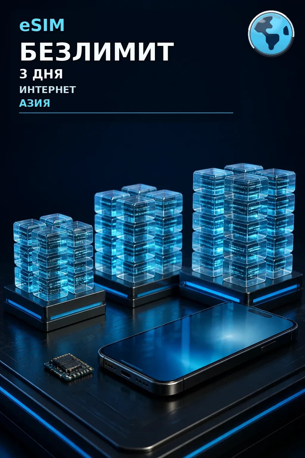 eSIM Азия — БЕЗЛИМИТ, 3 дня — интернет