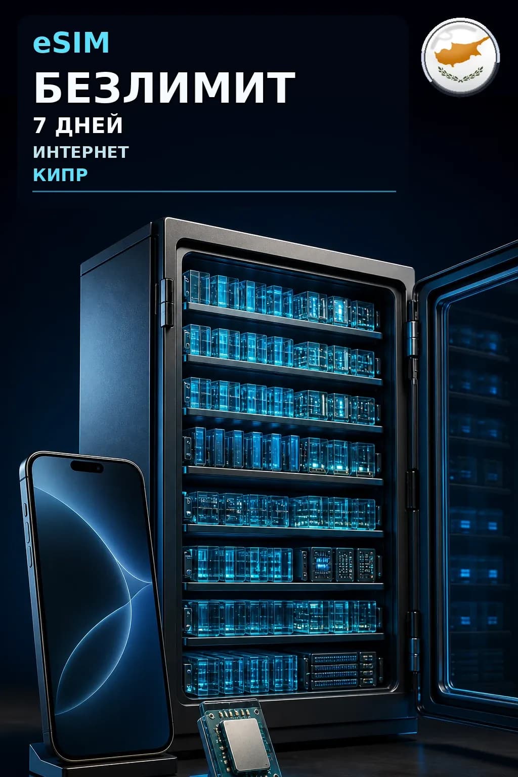 eSIM Кипр — БЕЗЛИМИТ, 7 дней — интернет