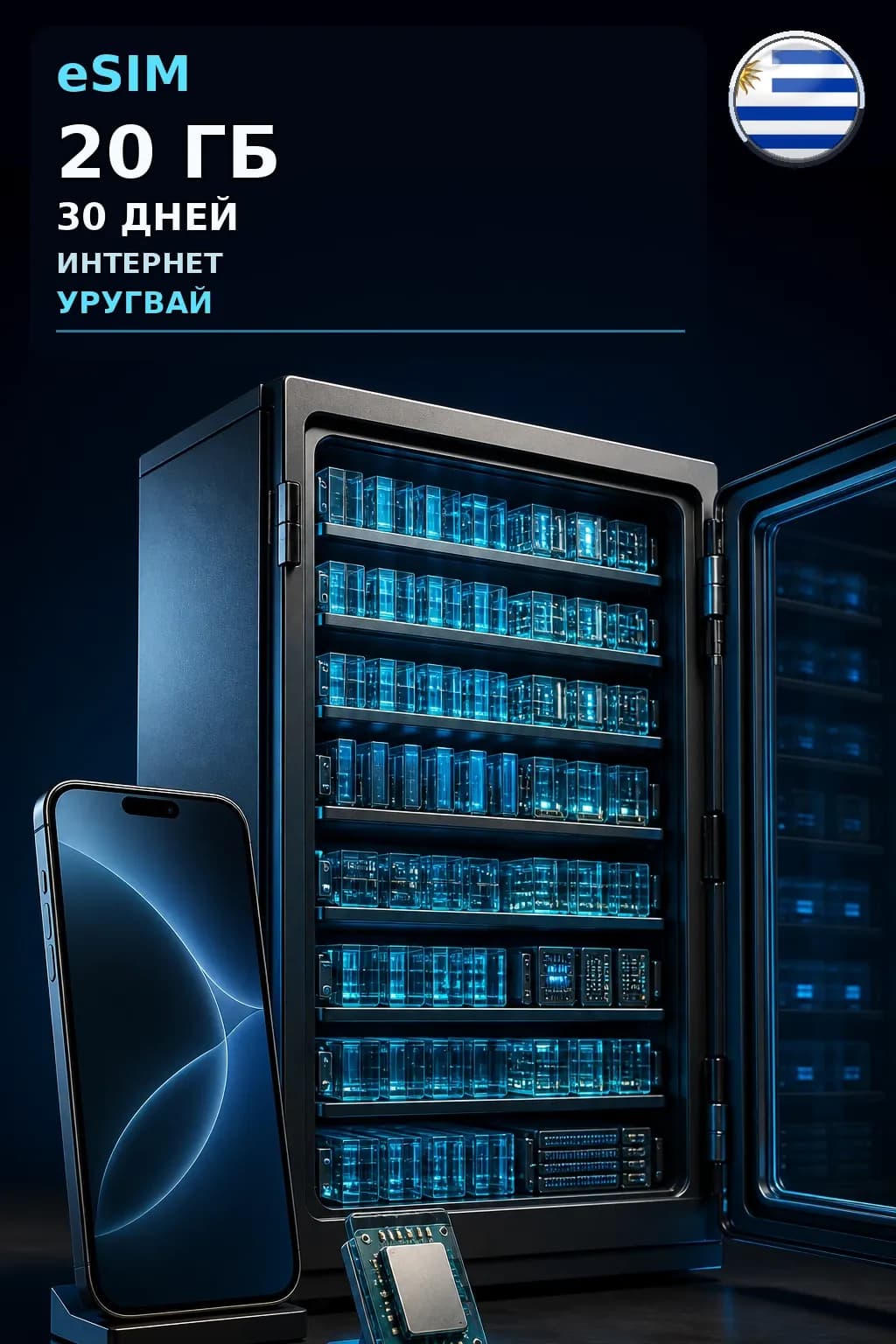 eSIM Уругвай — 20 ГБ, 30 дней — интернет