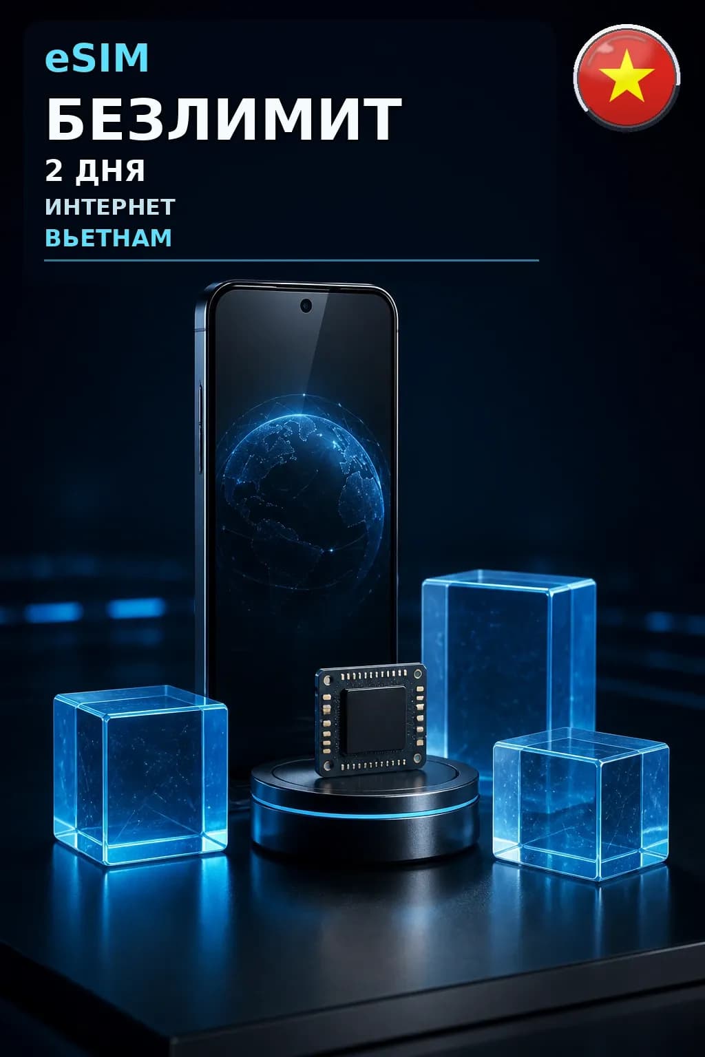 eSIM Вьетнам — БЕЗЛИМИТ, 2 дня — интернет