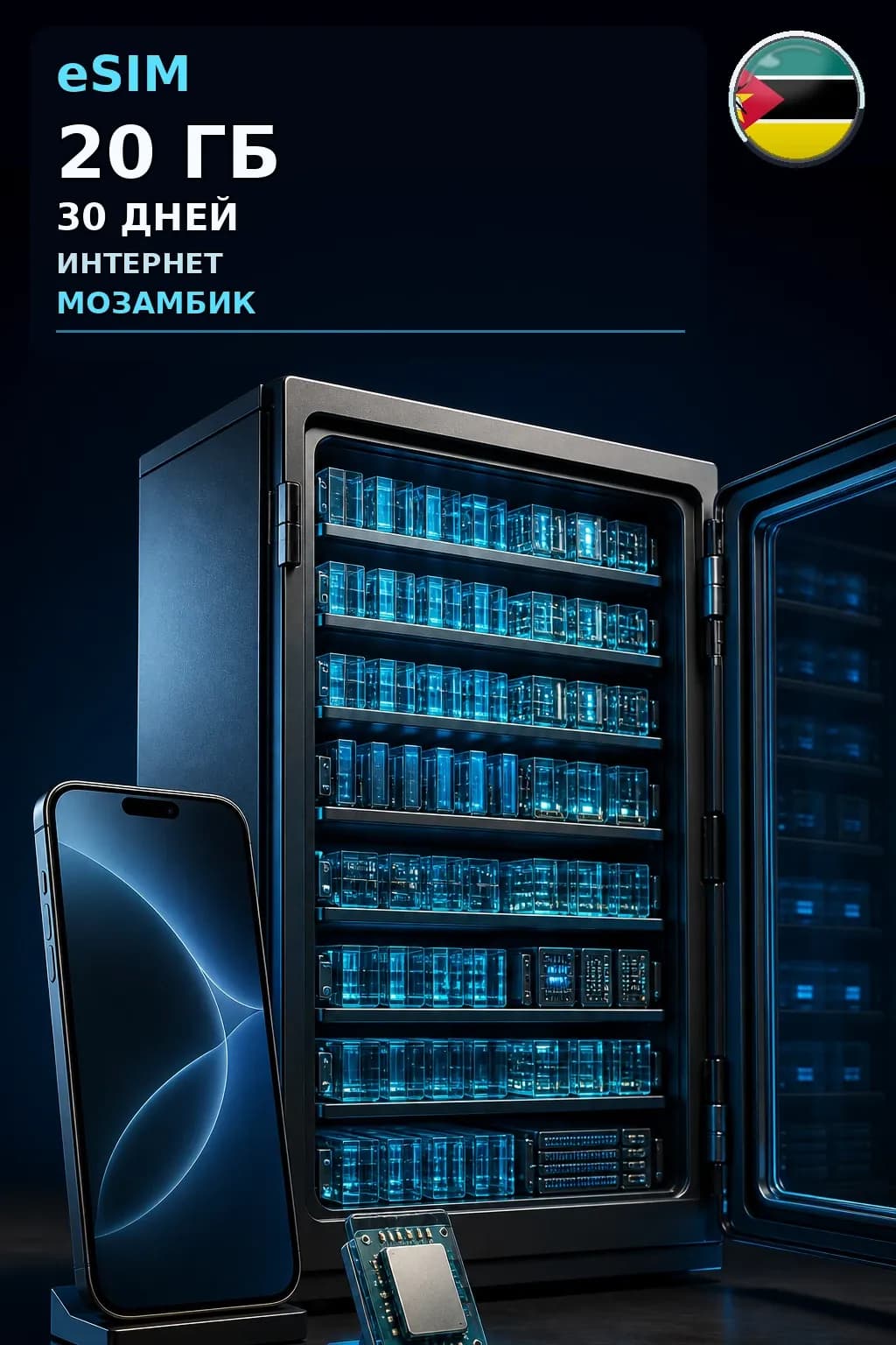eSIM Мозамбик — 20 ГБ, 30 дней — интернет