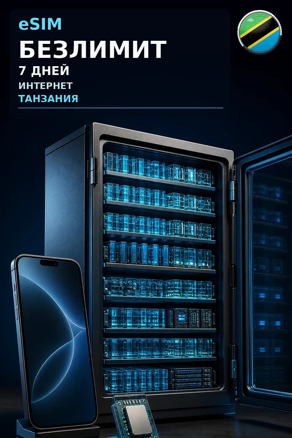 eSIM Танзания — БЕЗЛИМИТ, 7 дней — интернет