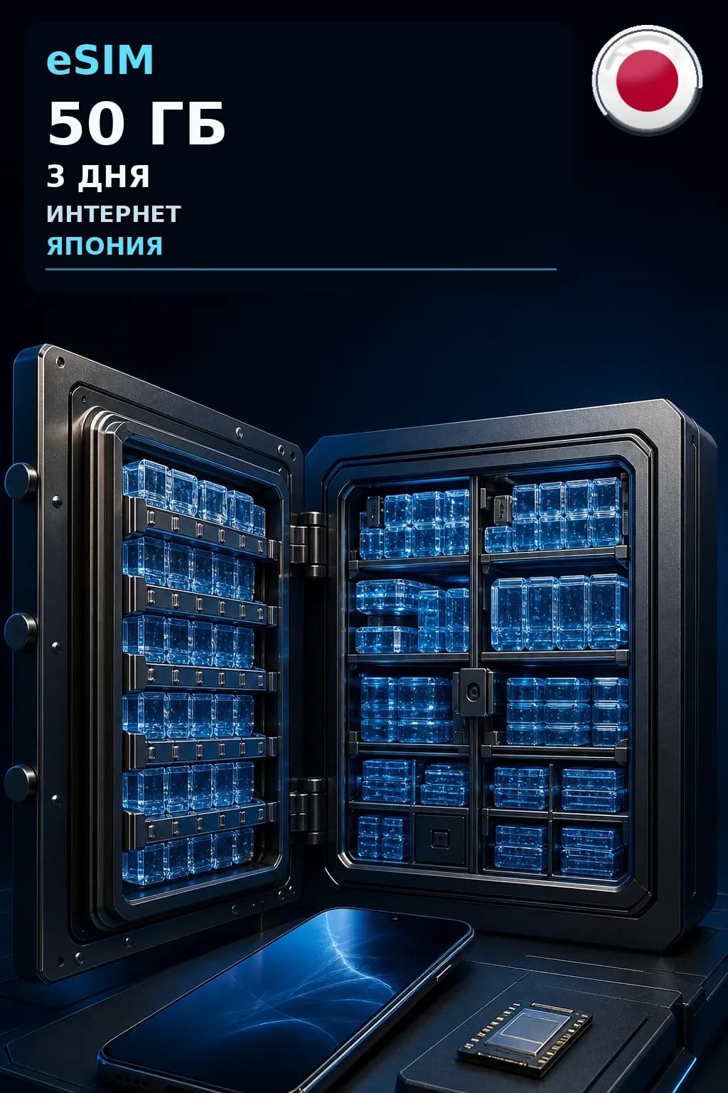 eSIM Япония — 50 ГБ, 3 дня — интернет