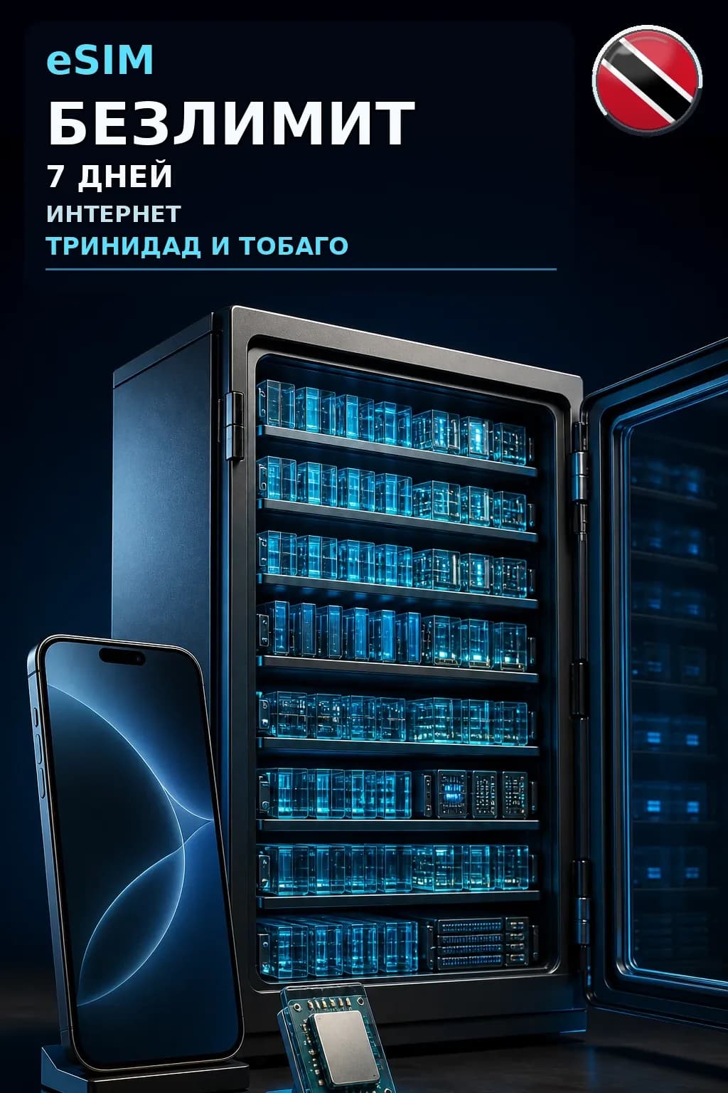 eSIM Тринидад и Тобаго — БЕЗЛИМИТ, 7 дней — интернет