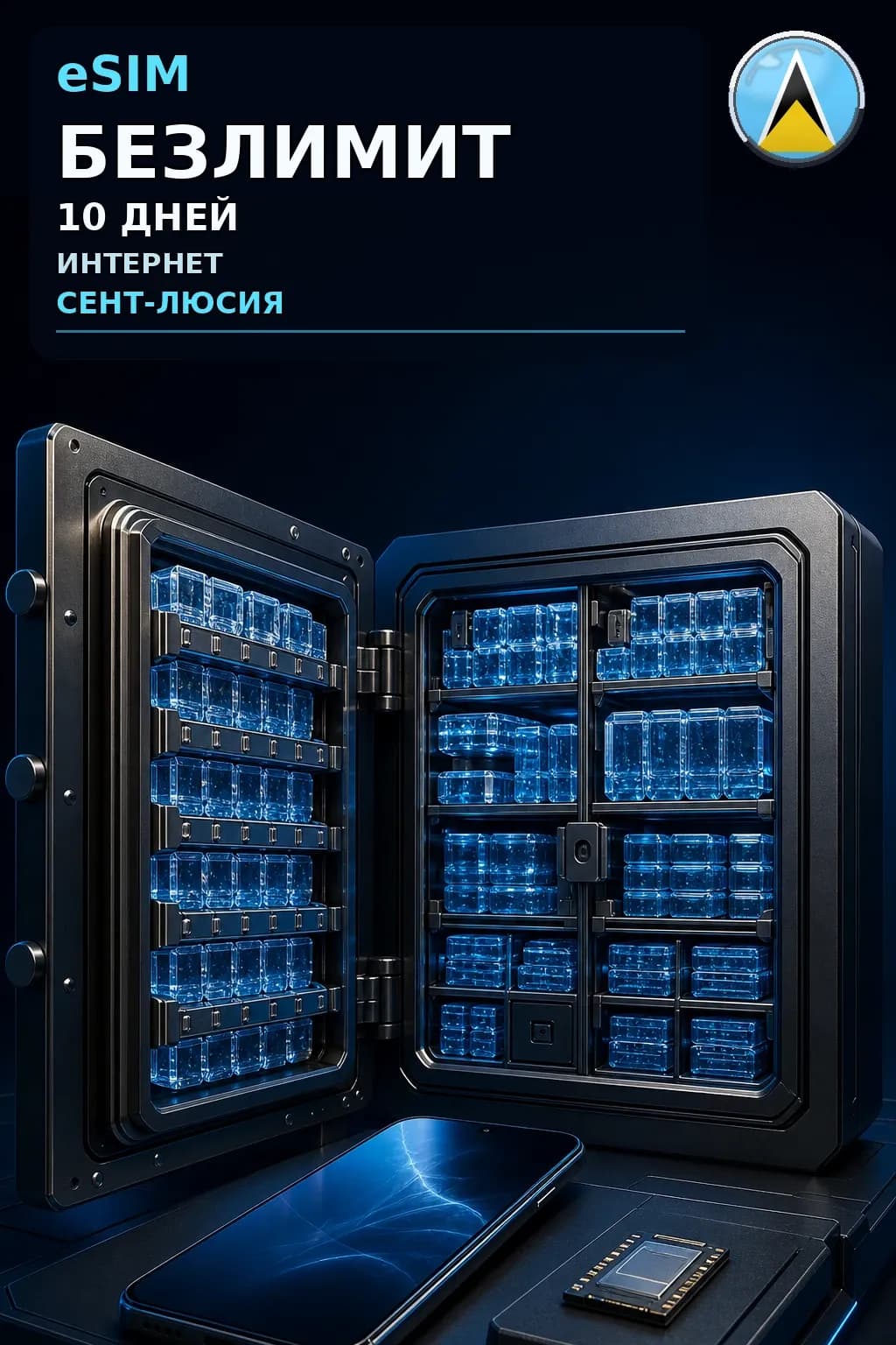eSIM Сент-Люсия — БЕЗЛИМИТ, 10 дней — интернет