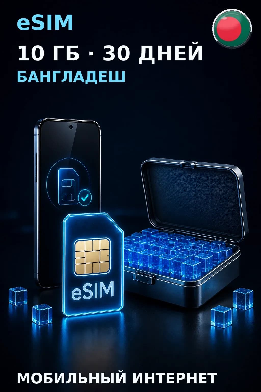 eSIM Бангладеш — 10 ГБ, 30 дней — интернет