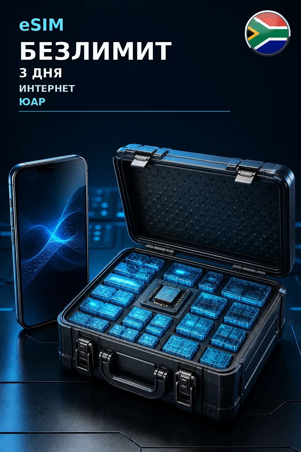 eSIM Юар — БЕЗЛИМИТ, 3 дня — интернет