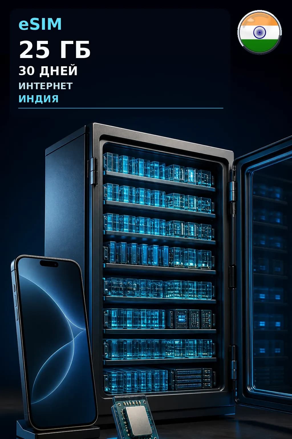 eSIM Индия — 25 ГБ, 30 дней — интернет