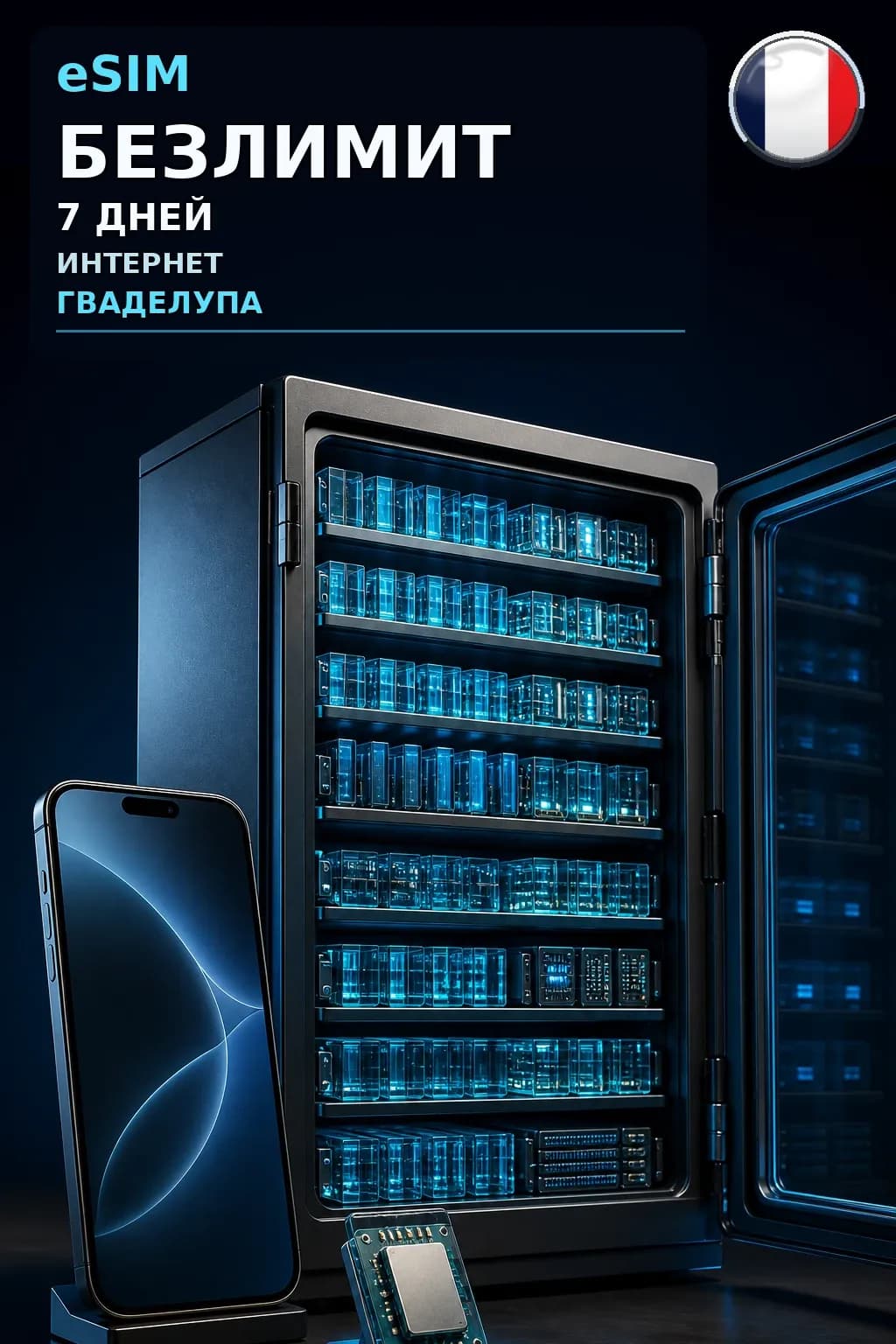 eSIM Гваделупа — БЕЗЛИМИТ, 7 дней — интернет