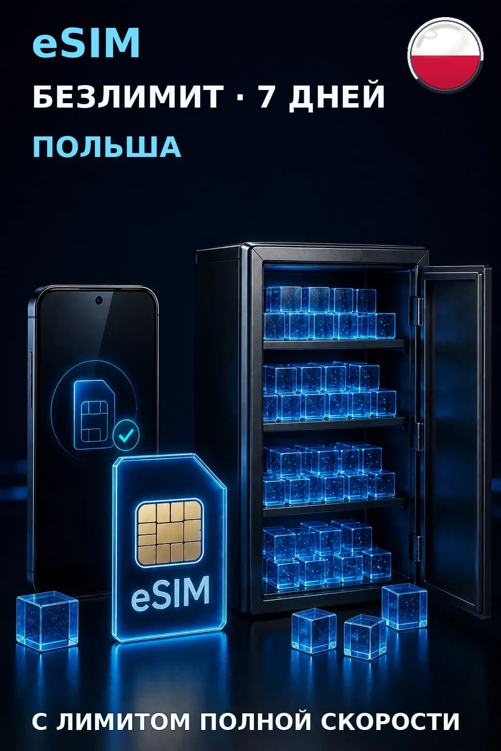 eSIM Польша — БЕЗЛИМИТ, 7 дней — интернет