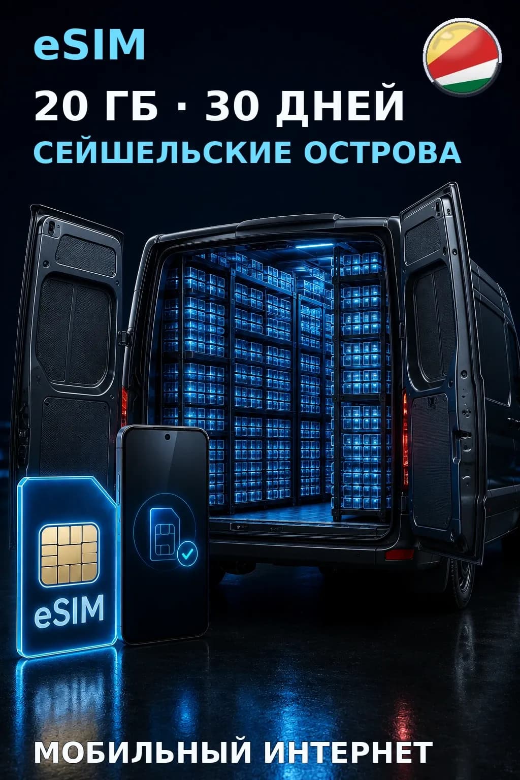eSIM Сейшельские Острова — 20 ГБ, 30 дней — интернет