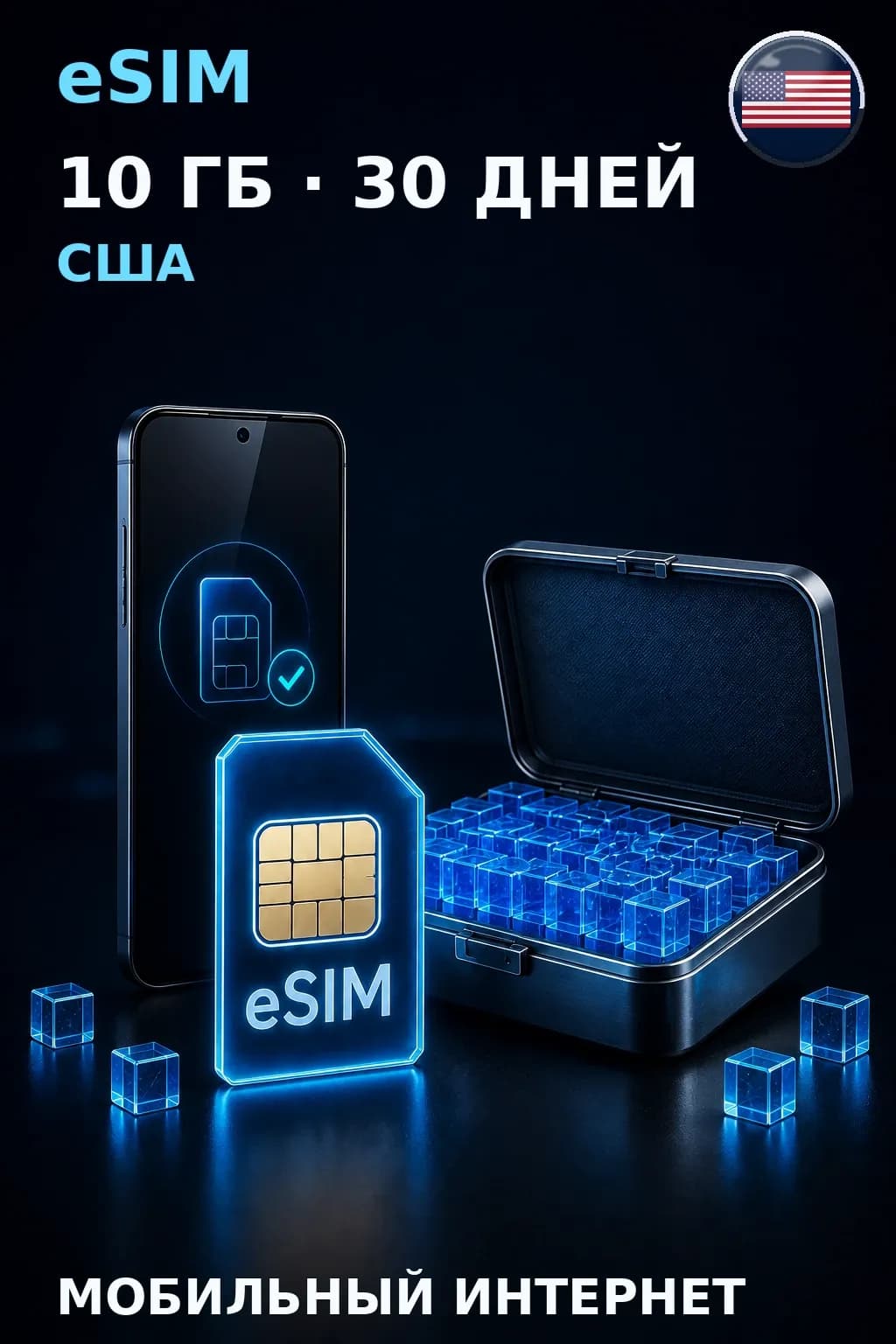 eSIM США — 10 ГБ, 30 дней — интернет