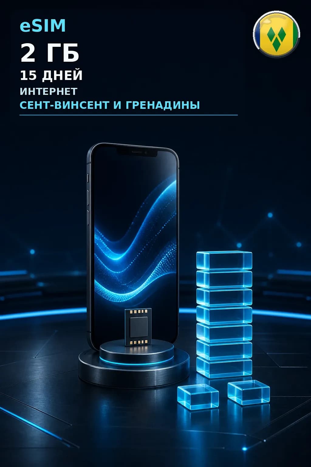 eSIM Сент-Винсент и Гренадины — 2 ГБ, 15 дней — интернет