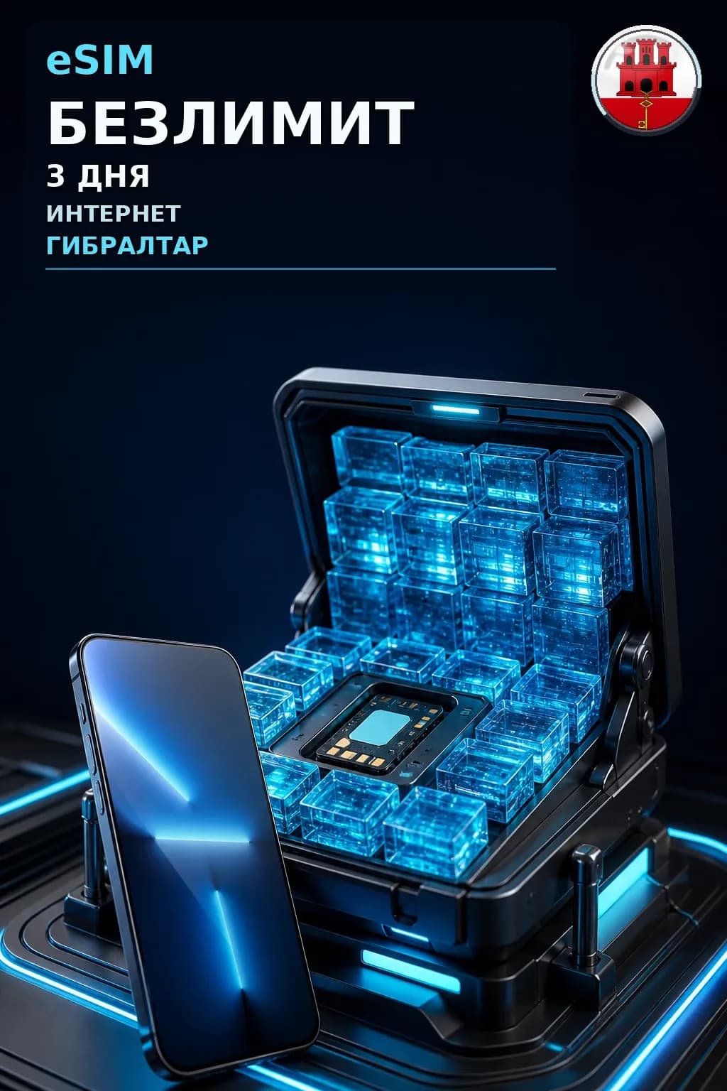 eSIM Гибралтар — БЕЗЛИМИТ, 3 дня — интернет