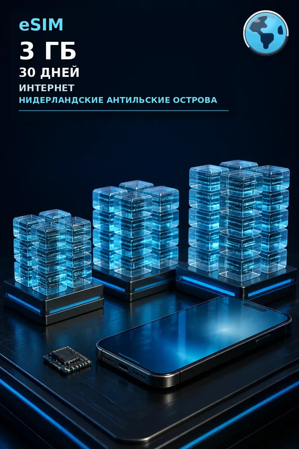 eSIM Нидерландские Антильские Острова — 3 ГБ, 30 дней — интернет