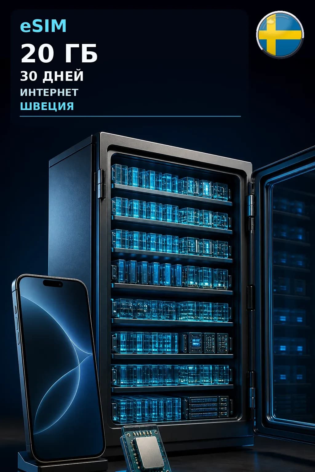 eSIM Швеция — 20 ГБ, 30 дней — интернет