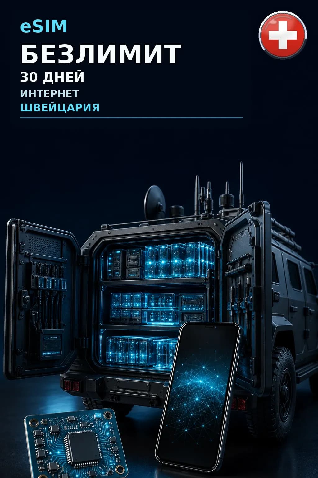 eSIM Швейцария — БЕЗЛИМИТ, 30 дней — интернет