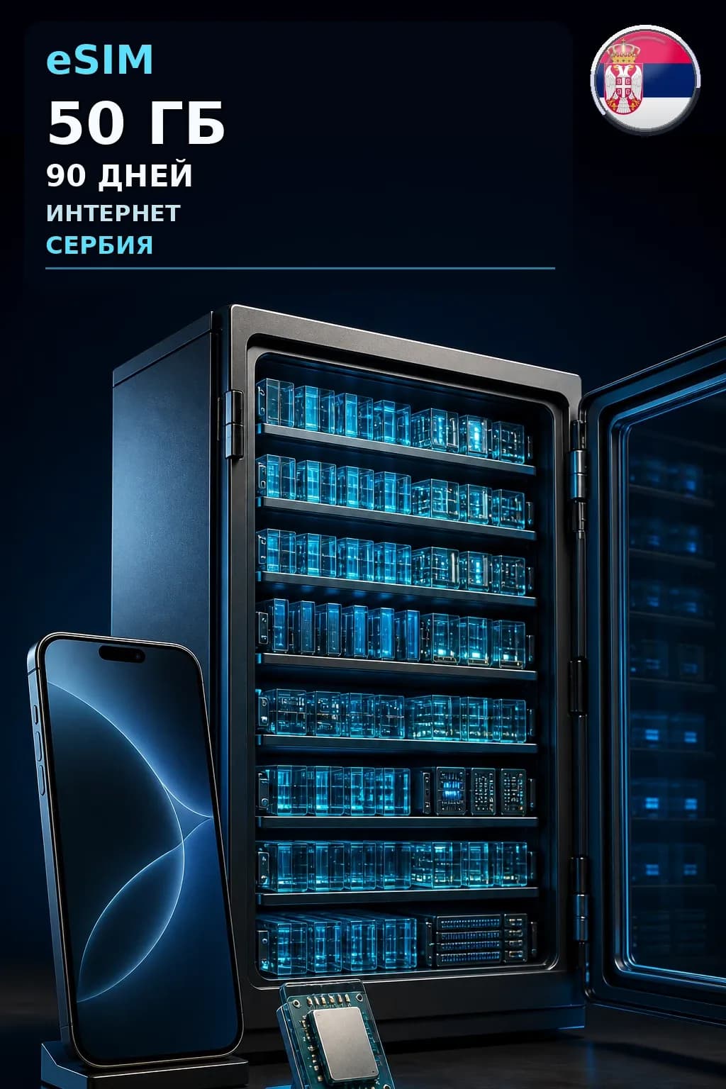 eSIM Сербия — 50 ГБ, 90 дней — интернет
